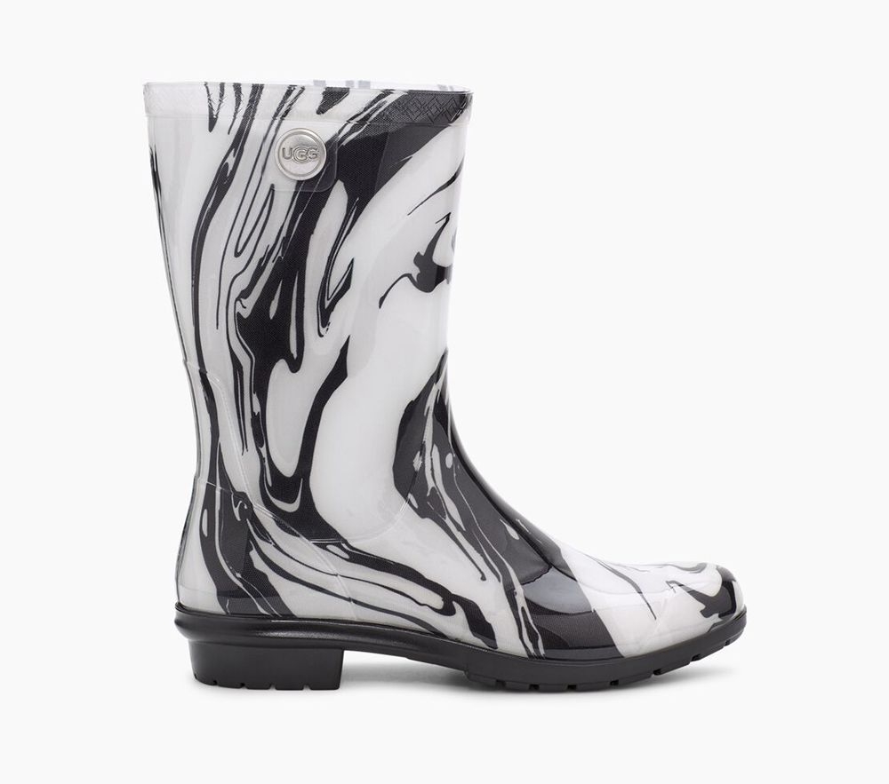 Ugg Sienna Marble - Womens Rain Boots - Black / White - NZ (4732PCGDX)